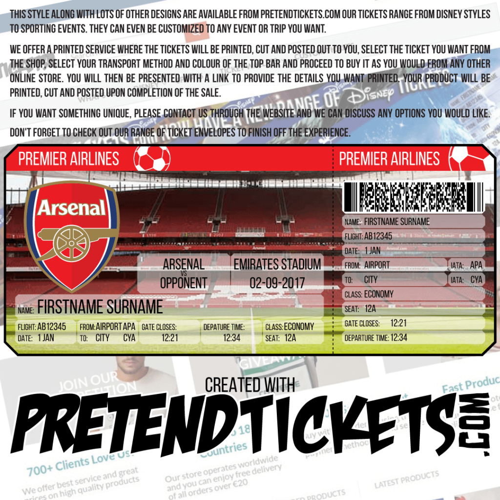 Premier League Pretend Tickets