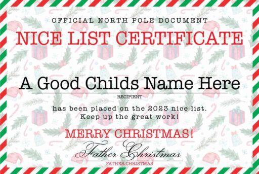 Nice List Certificate